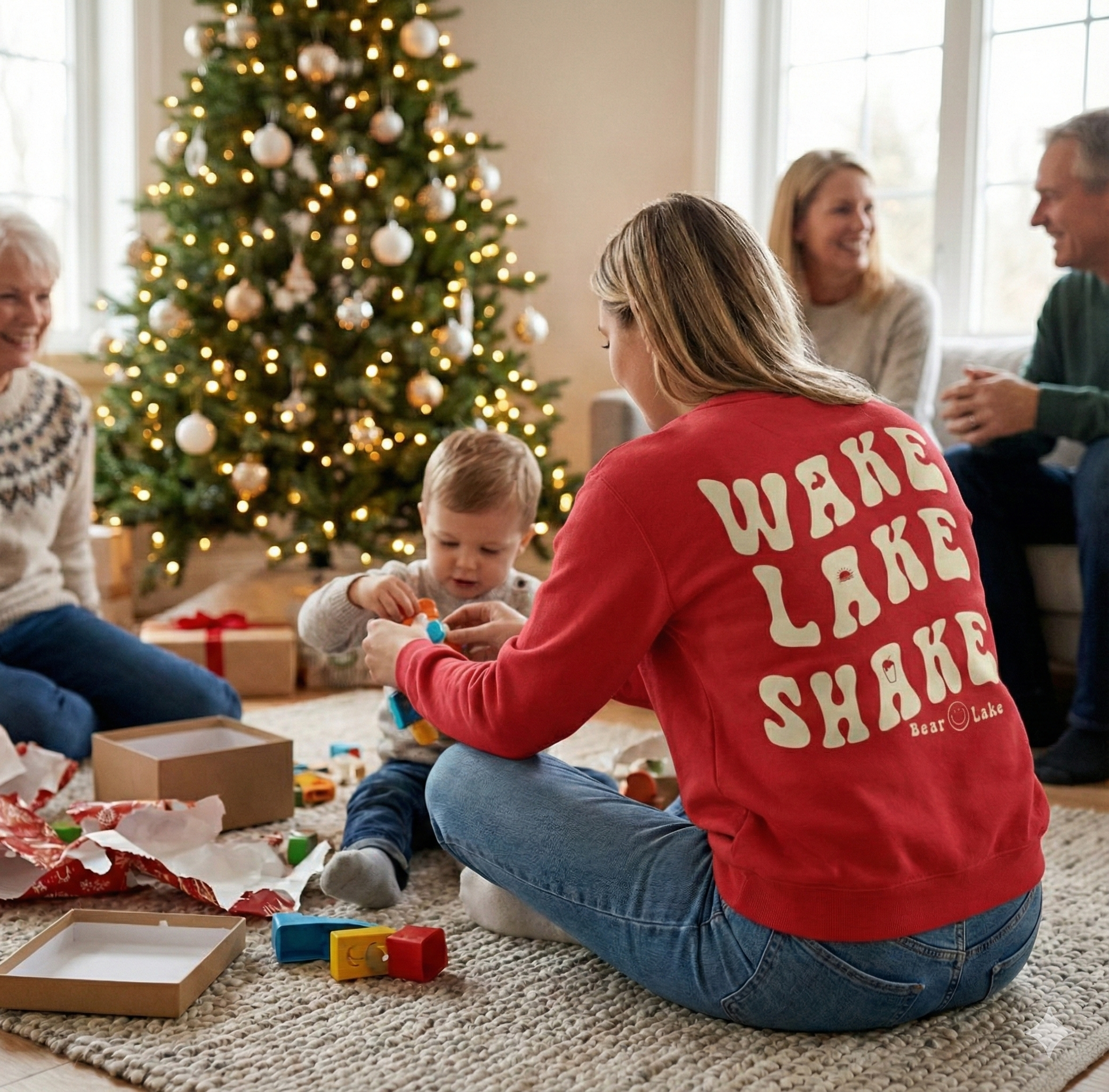 Wake Lake Shake Crewneck with Glow-in-the-dark Design